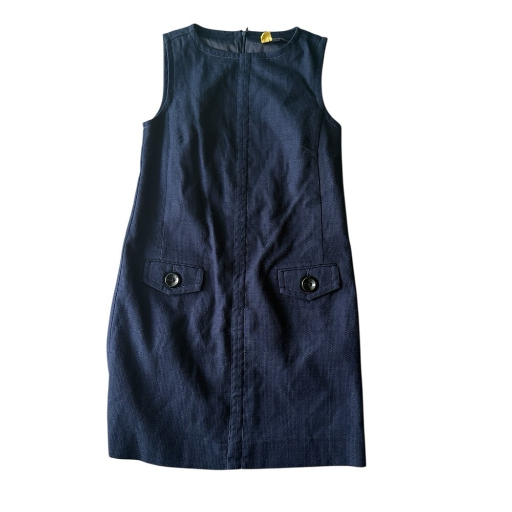 Brooks Brothers Crewneck Shift Dress In Basketwoven Cotton Size 6